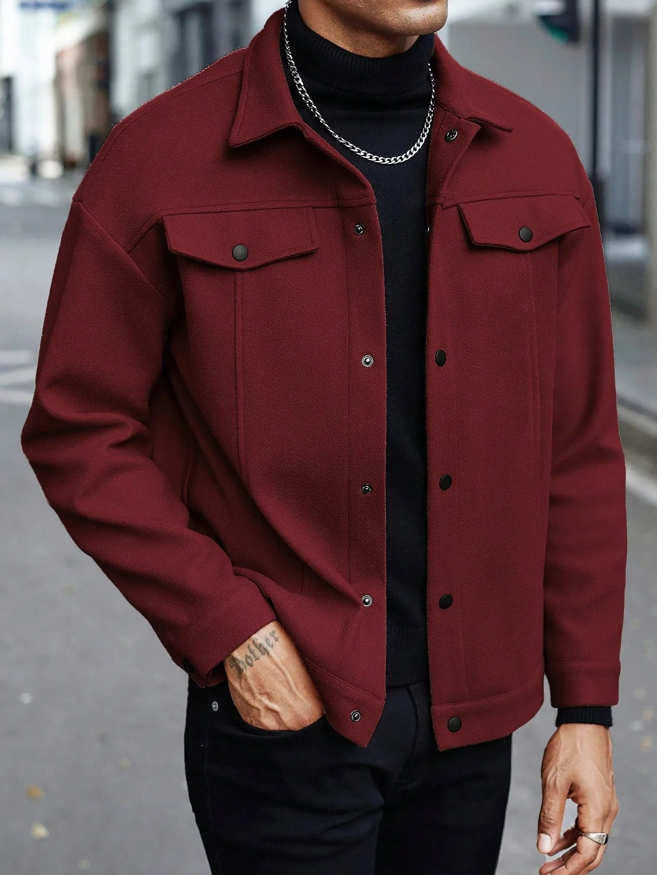 Men's Lapel Woolen Jacket