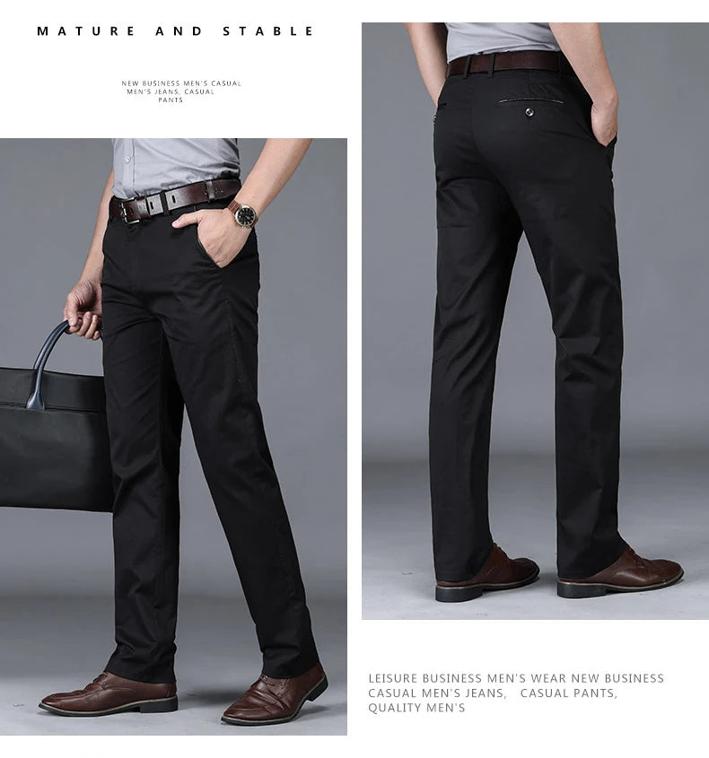 Men's Stretch Cotton Straight Leg Trousers