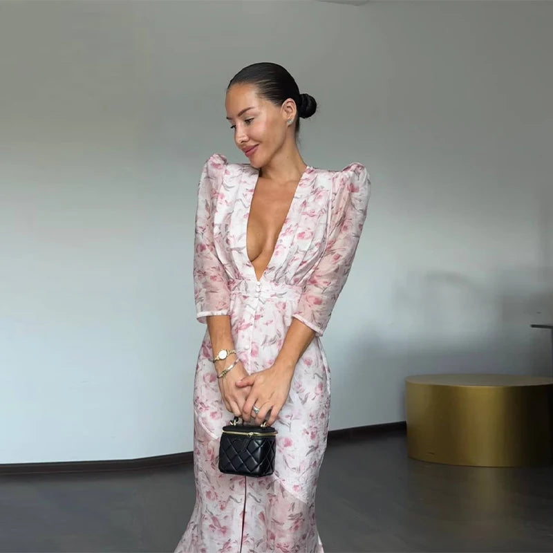 Women's Floral Sling Maxi Dress
