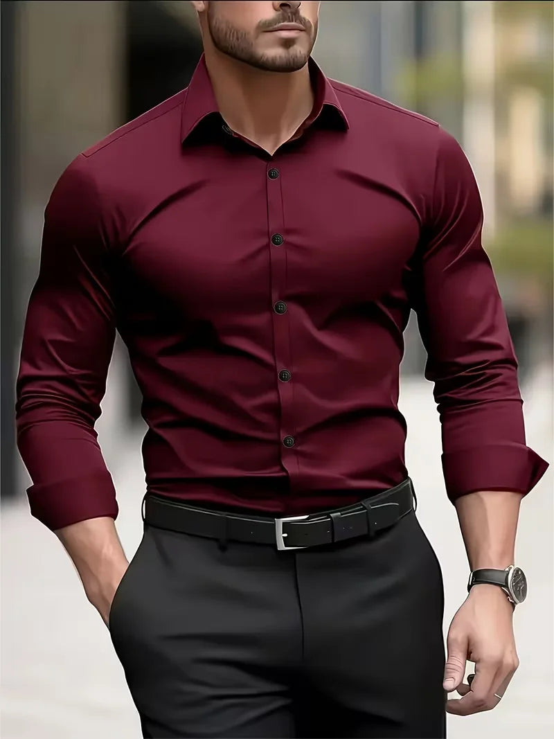 Men's Breathable Long Sleeve Formal Shirt