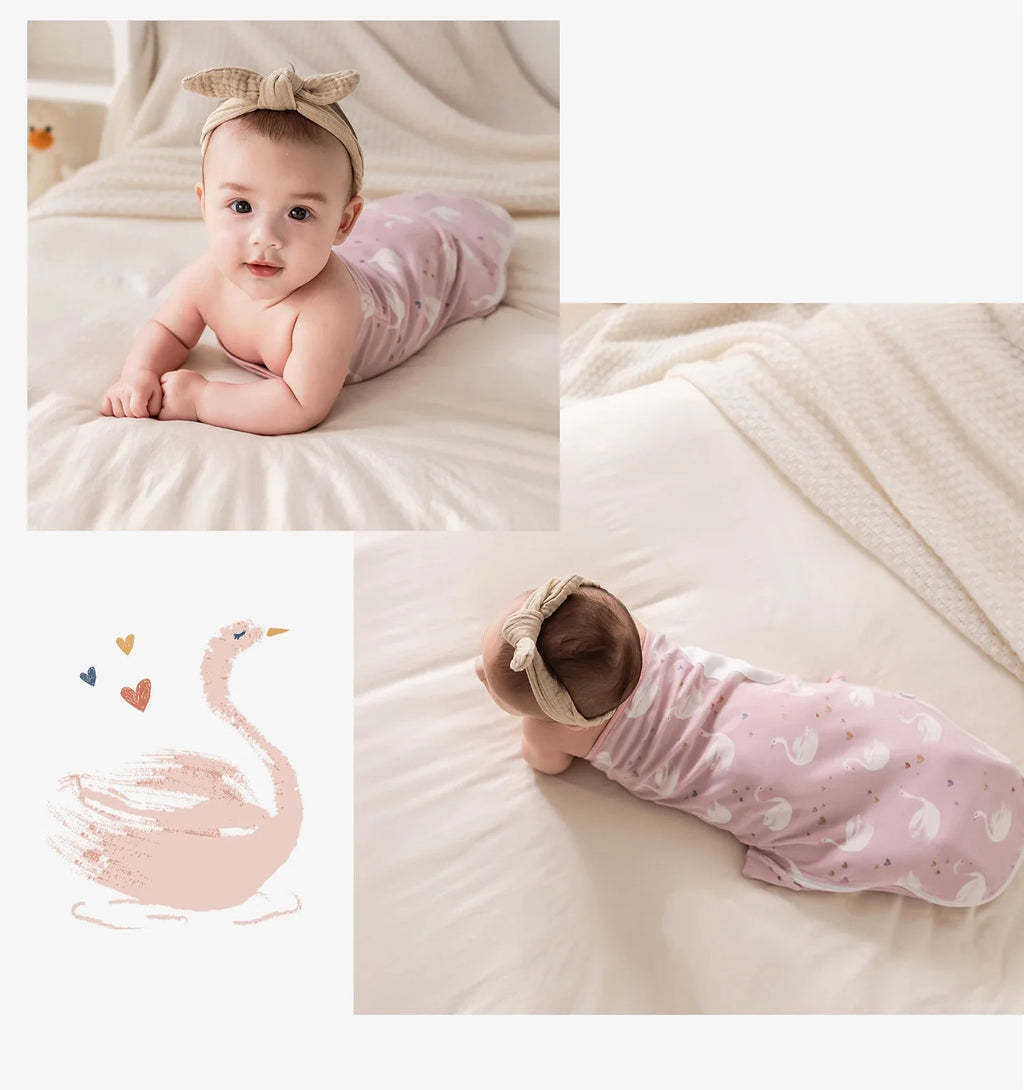 INSULAR Baby Cotton Swaddling Cloth With Caps Envelope Type Newborn Cartoon Envelope Anti-Startle Adjustable Bedding Item