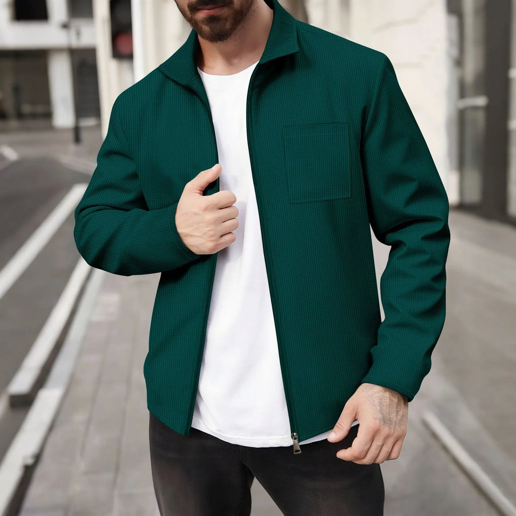 Men's Waffle Knit Slim Fit Cardigan Jacket