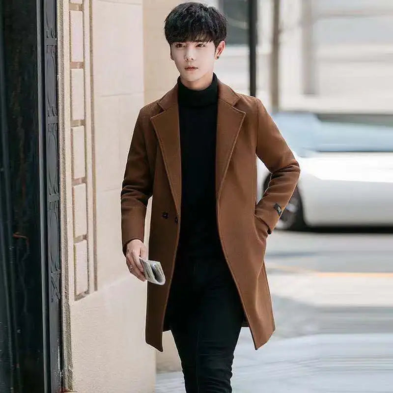 Men's Slim Fit Tweed Woolen Coat