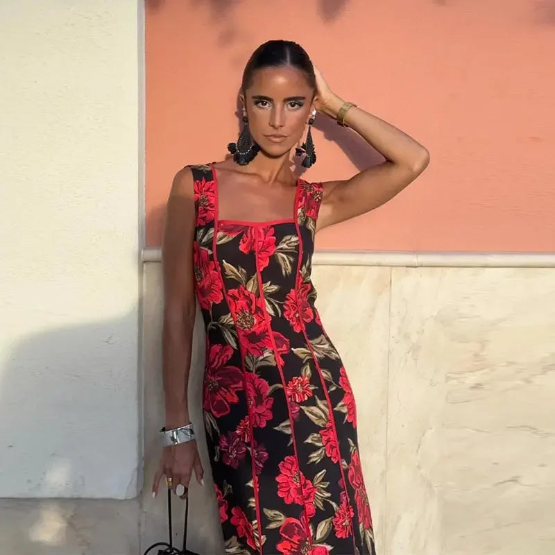 Women's Floral Sling Maxi Dress