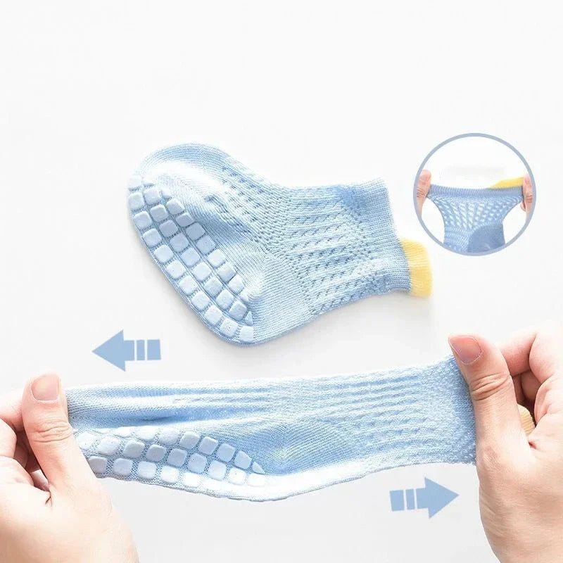 3pairs/lot RAISE 6 Colored Non-slip Baby Girl Sock Breathable Thin Infant Girl Cotton Socks Kids Mesh Socks Children's Socks Kit