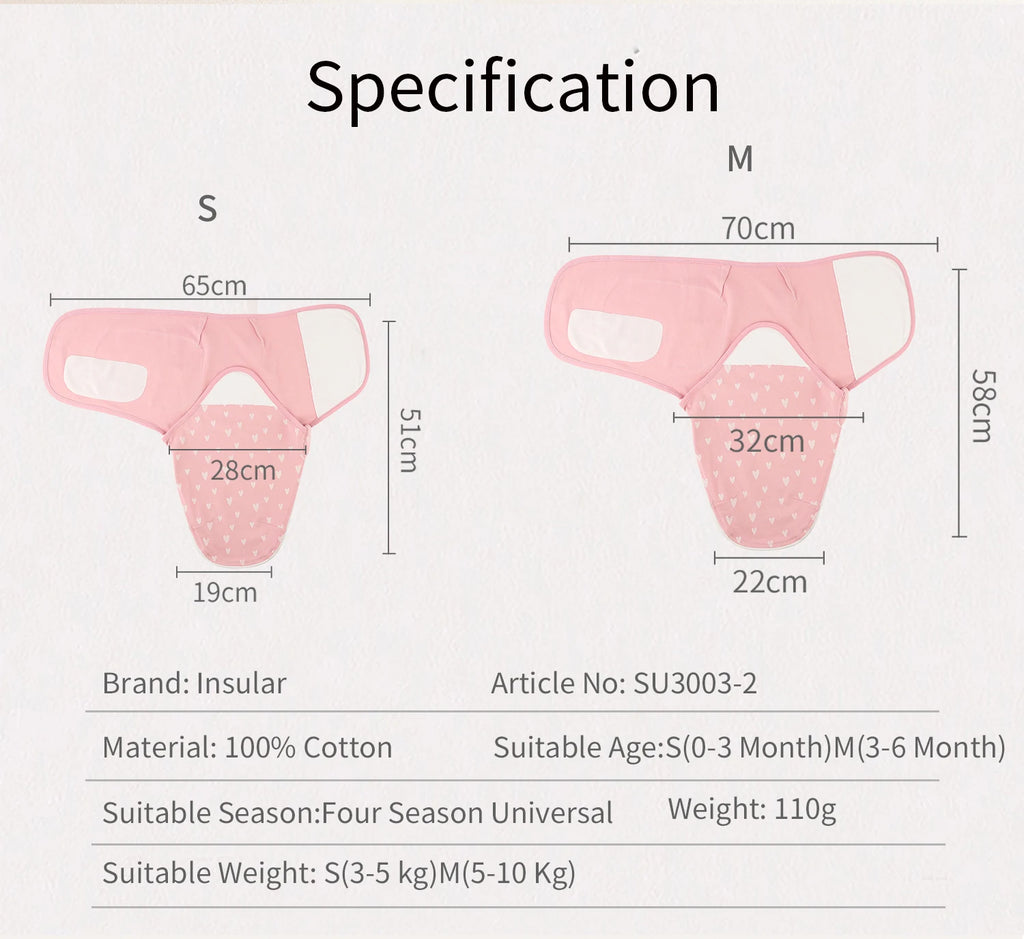 INSULAR Baby Cotton Swaddling Cloth With Caps Envelope Type Newborn Cartoon Envelope Anti-Startle Adjustable Bedding Item