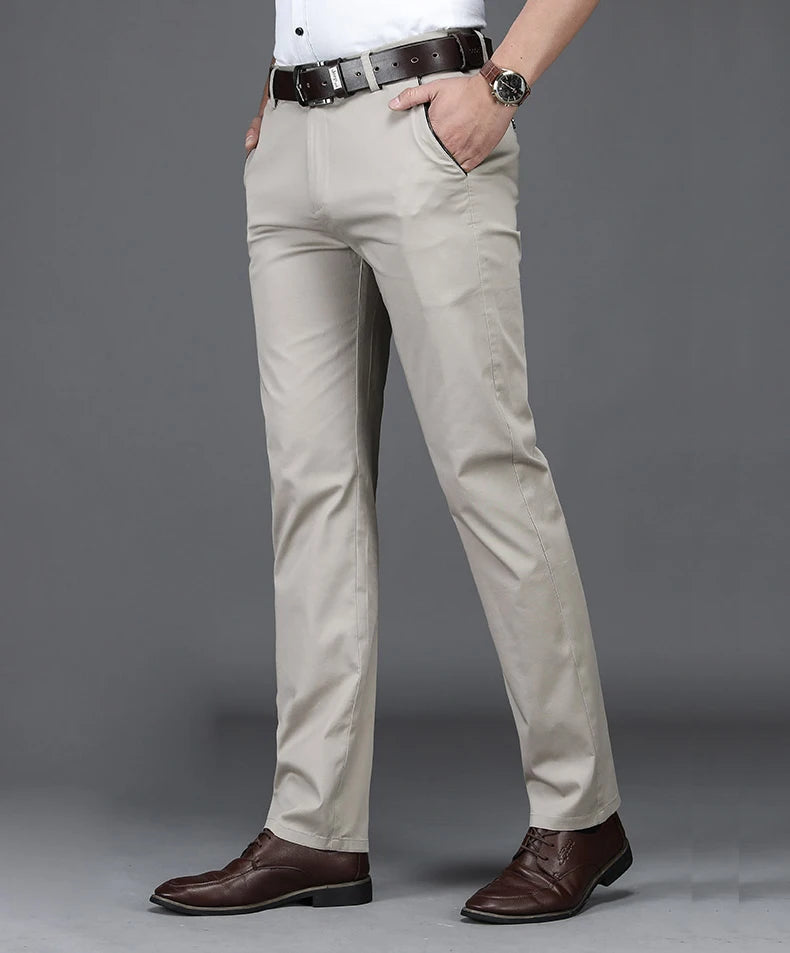 Men's Stretch Cotton Straight Leg Trousers