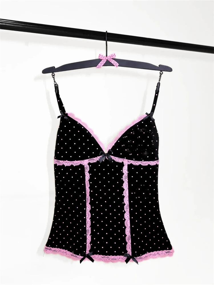 Women's Dot Print Cami Top and Mini Skirt Set