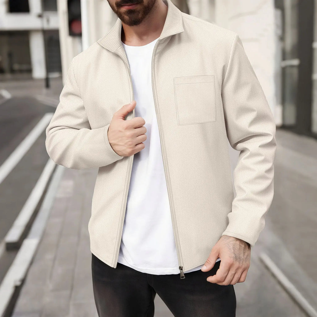 Men's Waffle Knit Slim Fit Cardigan Jacket