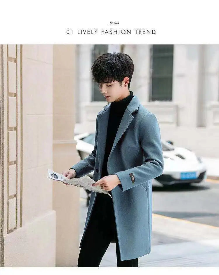 Men's Slim Fit Tweed Woolen Coat