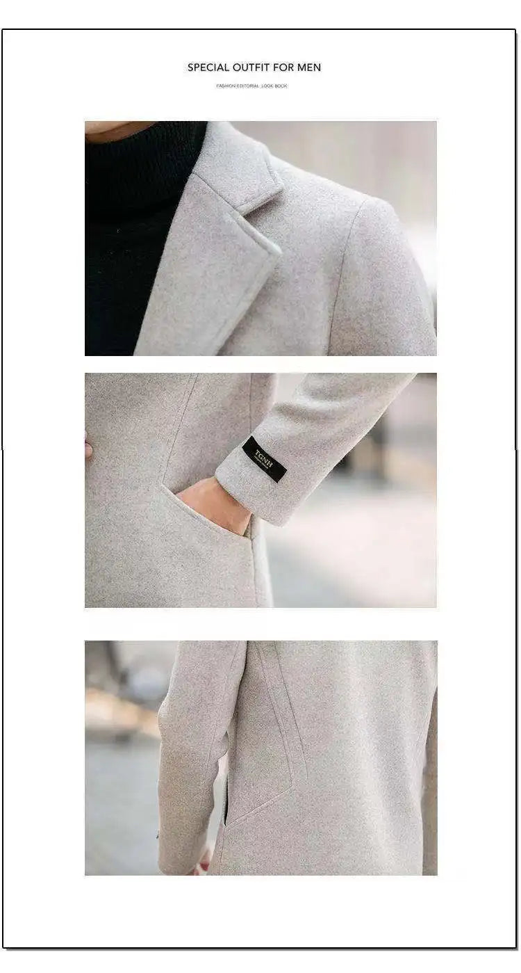 Men's Slim Fit Tweed Woolen Coat