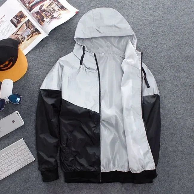 Men's Reflective Patchwork Waterproof Jacket
