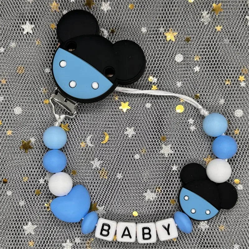 2026 Custom Name Baby Pacifier Clips Chain Silicone Beads Teether Toys Dummy Holder Russian English Name Pacifier Chain Newborn