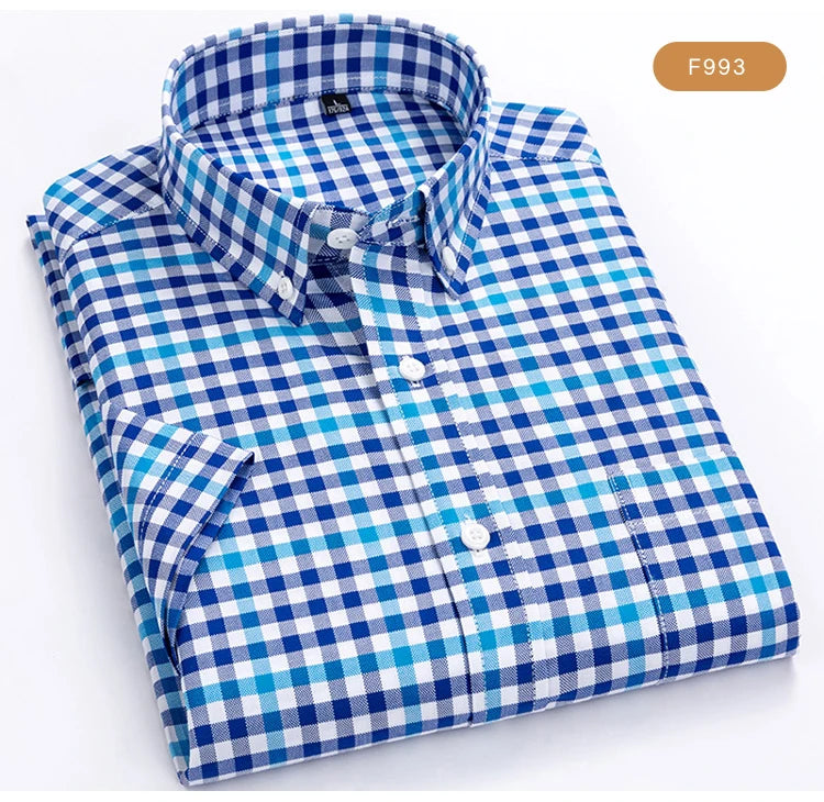 Men's Plaid Gingham Short Sleeve Shirt
