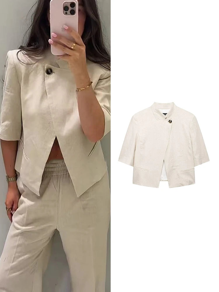 Women's Single Button Short Blazer