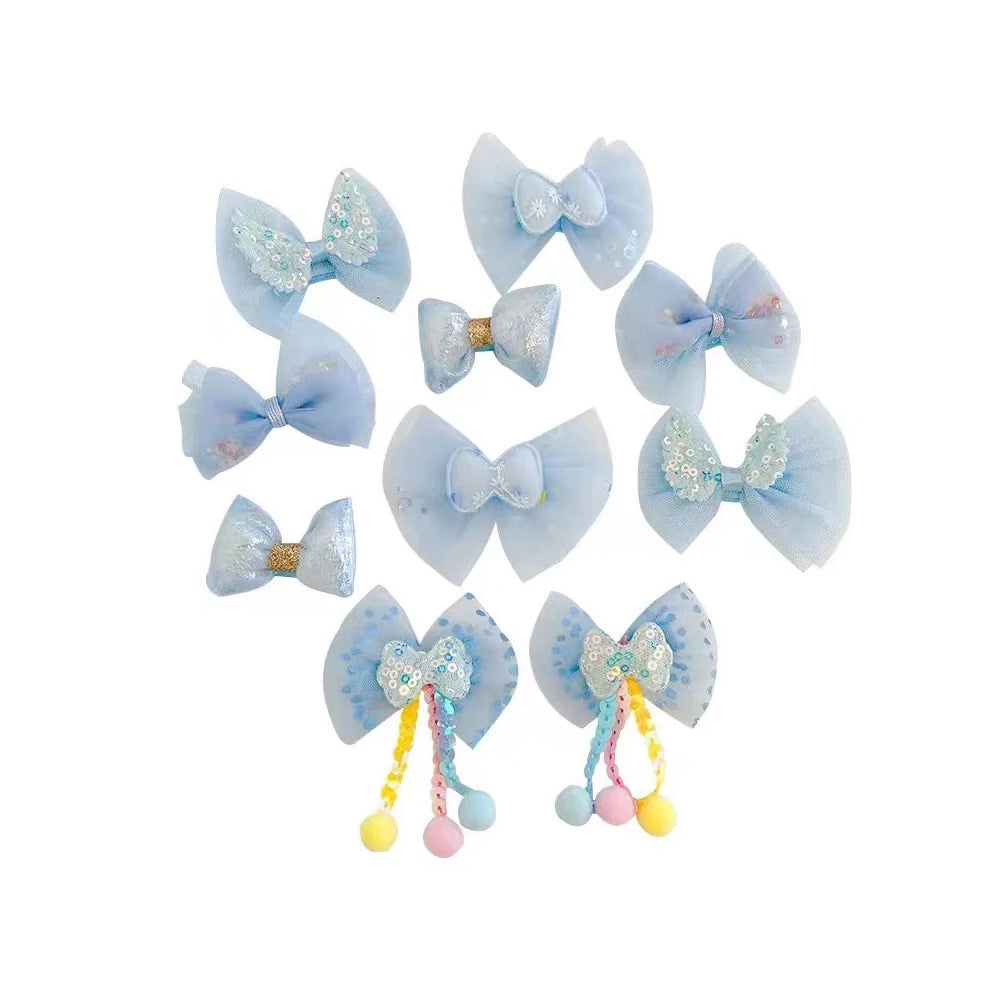 [10-Piece Set] Children's Bow Hairpin New Cute Princess Girls Broken Hair Bangs Clip Baby Hair Accessories Wholesale
