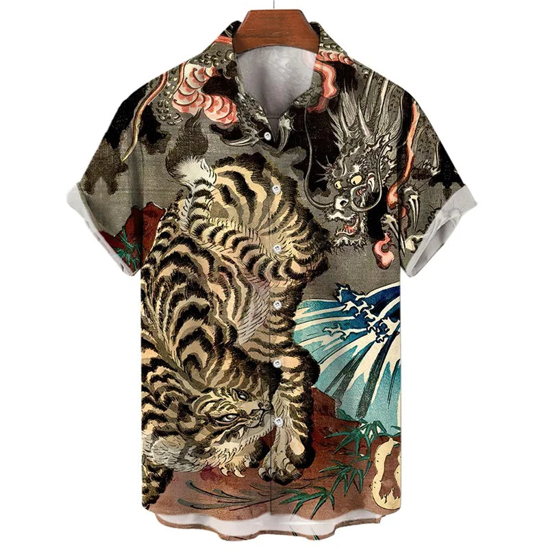 Men's 3D Tiger Dragon Hawaiian Shirt