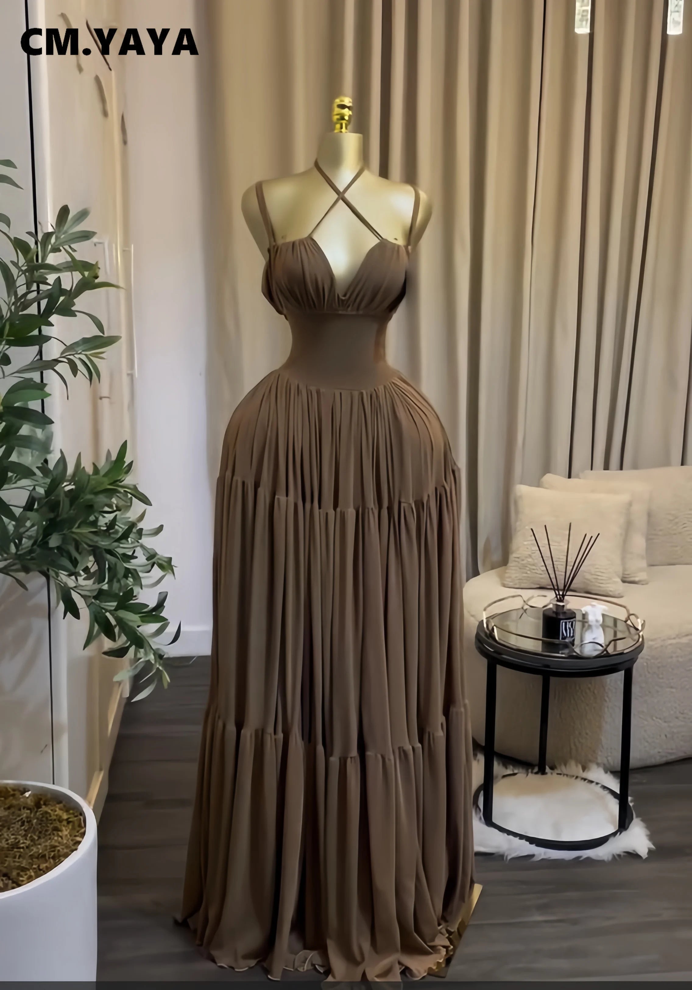 Women's Halter Strapless Long Maxi Dress
