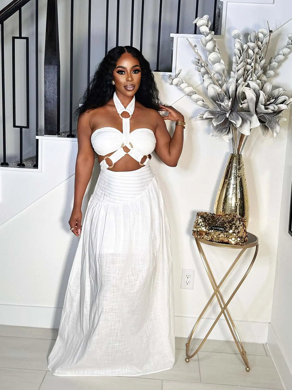 Women's Halter Top and Long Skirt 2-Piece Set