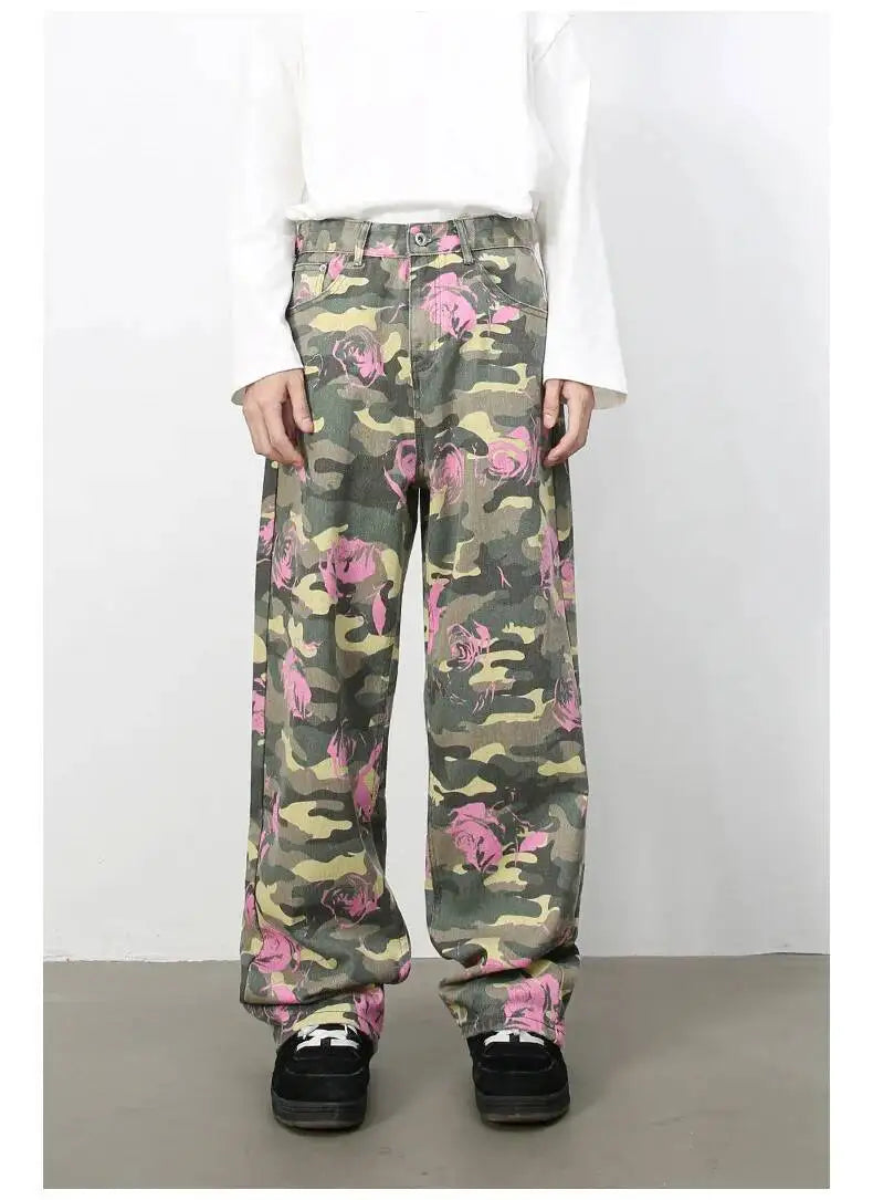 Men's Camouflage Wide Leg Denim Pants
