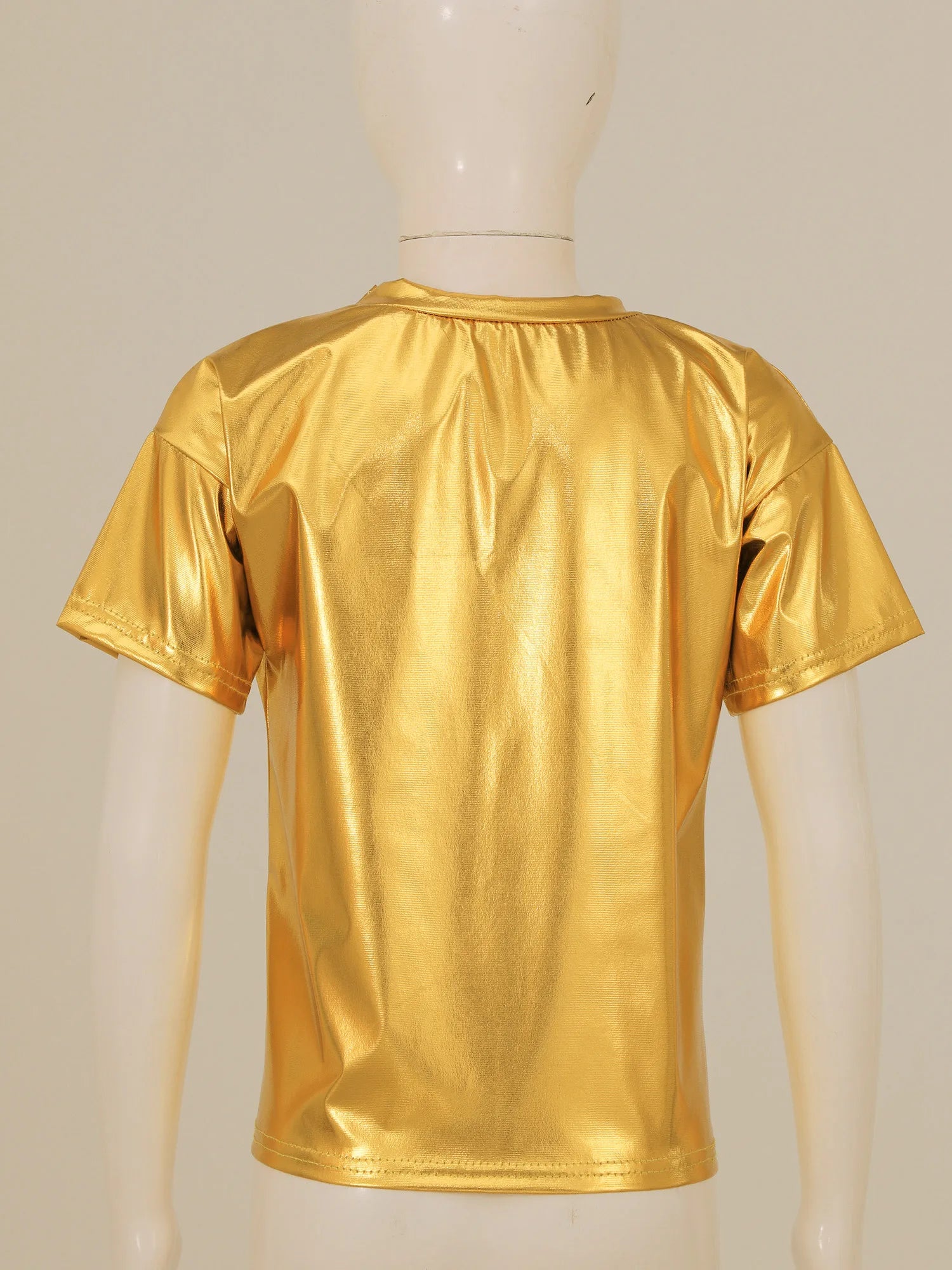 Kids Girls Boys Fashion Clothes Set Metallic Shiny T-shirt with Pants Suit for Jazz Hip Hop Street Dance Performance Costume