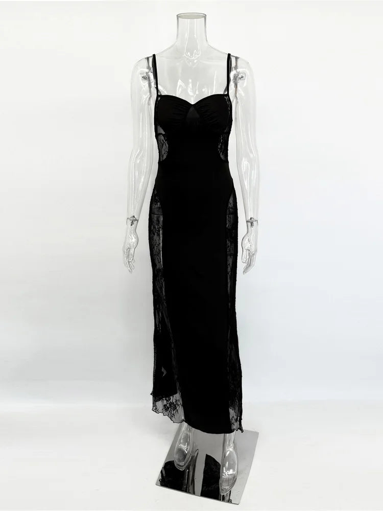 Women's Lace Hollow Out Halter Long Dress