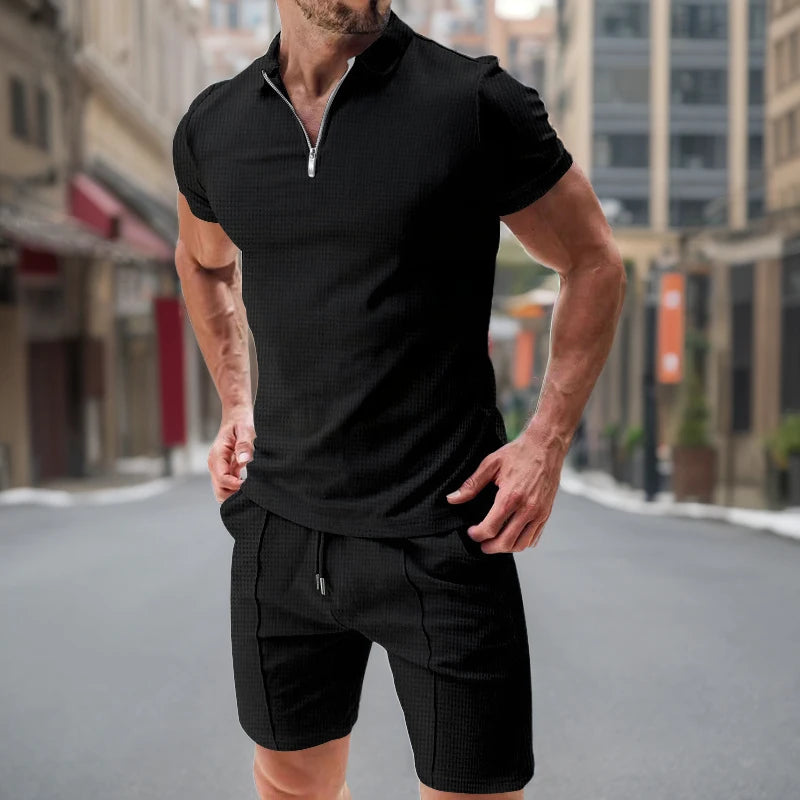 Men's Polo Shirt and Shorts 2-Piece Set