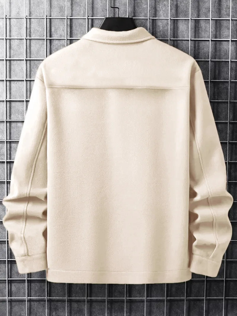Luxury Businees Male Woolen Jackets Fashion Lapel Button-down Solid Color Long Sleeve Coats Trendy High Quality Outerwears S-2XL
