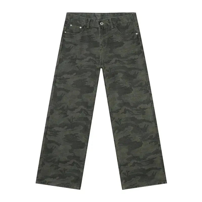 Men's Camouflage Wide Leg Denim Pants