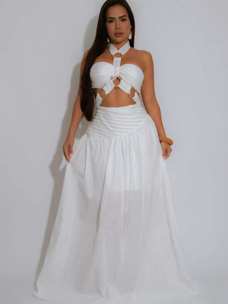 Women's Halter Top and Long Skirt 2-Piece Set