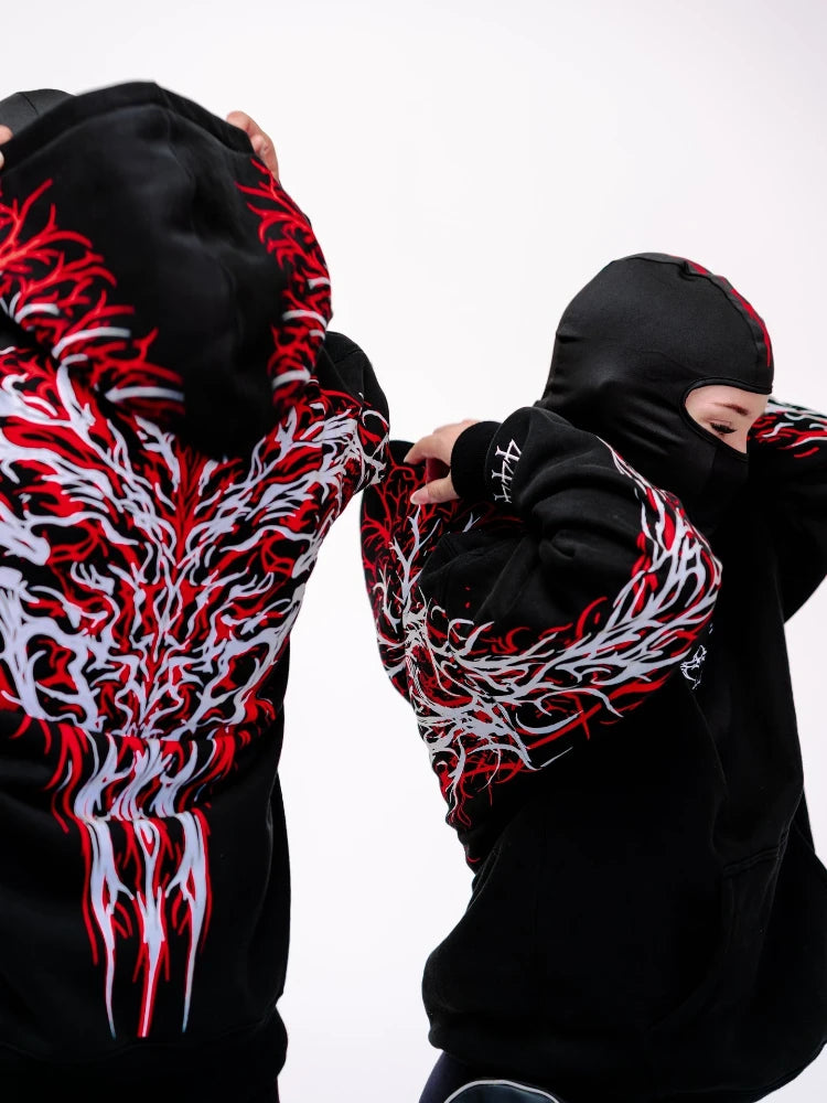 Y2K Gothic Reflective Print Hoodie