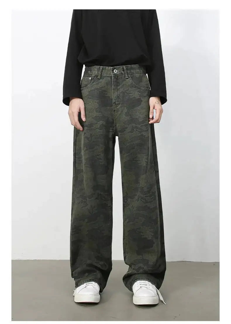 Men's Camouflage Wide Leg Denim Pants