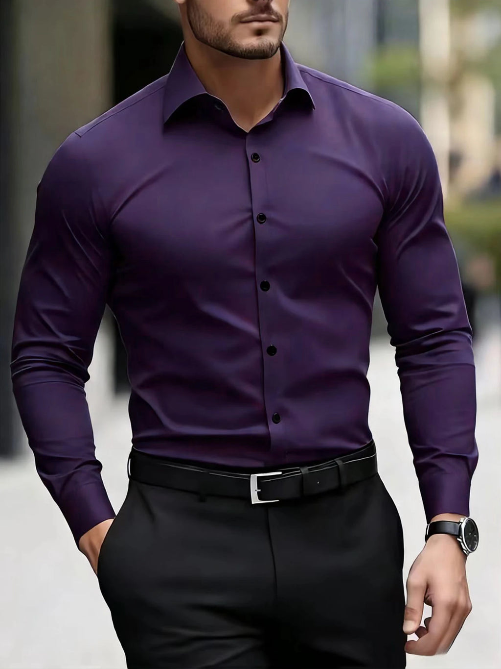 Men's Breathable Long Sleeve Formal Shirt