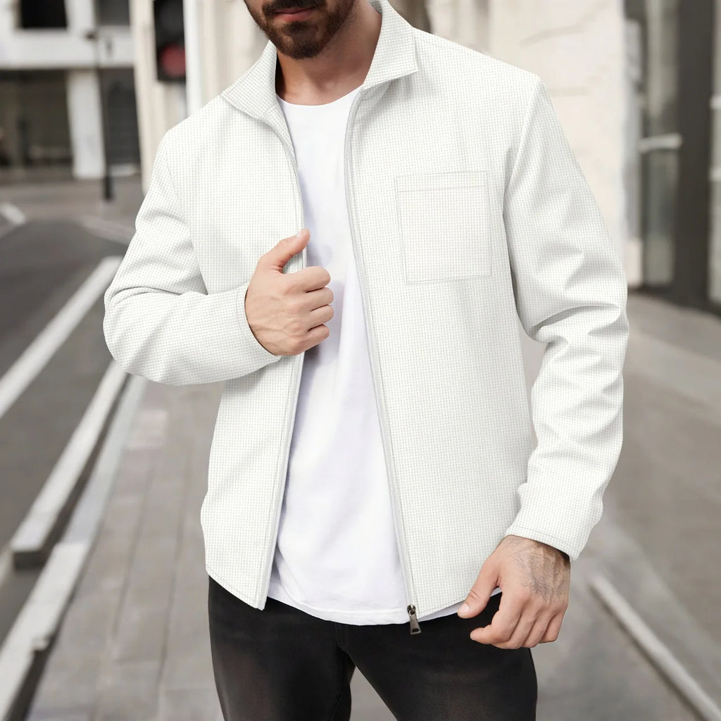 Men's Waffle Knit Slim Fit Cardigan Jacket