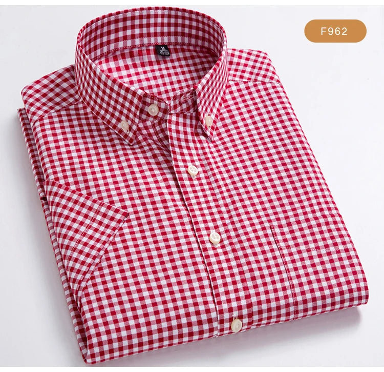 Men's Plaid Gingham Short Sleeve Shirt