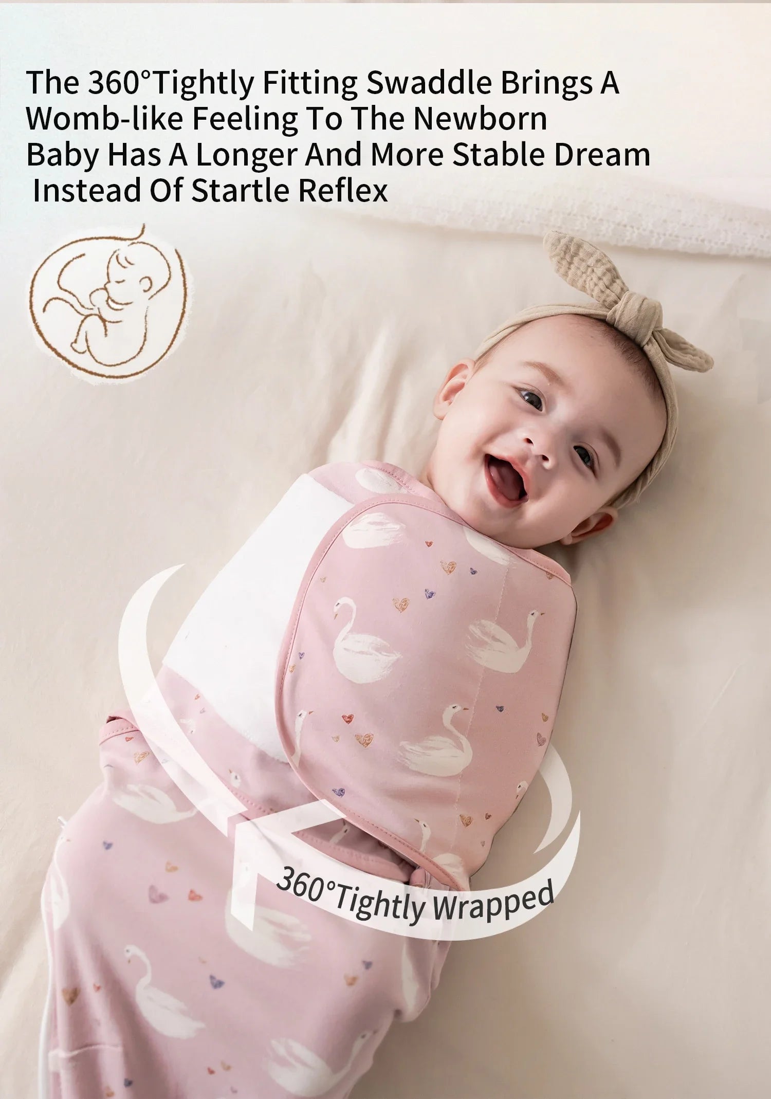 INSULAR Baby Cotton Swaddling Cloth With Caps Envelope Type Newborn Cartoon Envelope Anti-Startle Adjustable Bedding Item