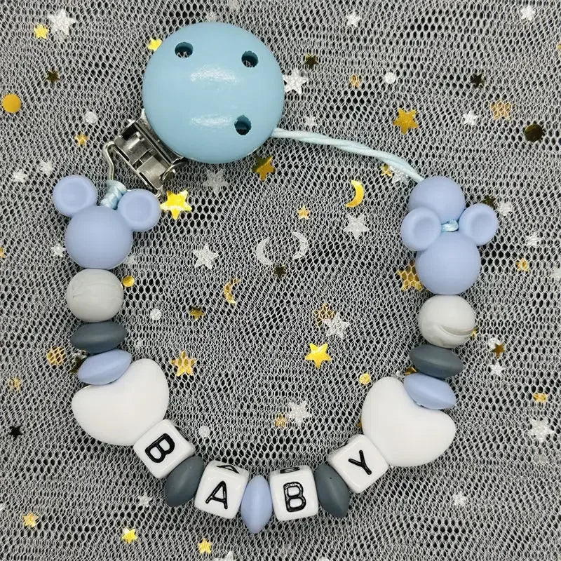 2026 Custom Name Baby Pacifier Clips Chain Silicone Beads Teether Toys Dummy Holder Russian English Name Pacifier Chain Newborn