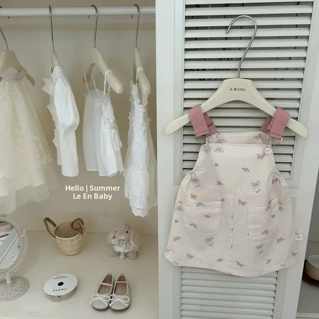 Korean Style Girls Romper Skirt Set Spring Summer Baby Rabbit Trendy Two-Piece Outfit Cotton Material Child Fashion