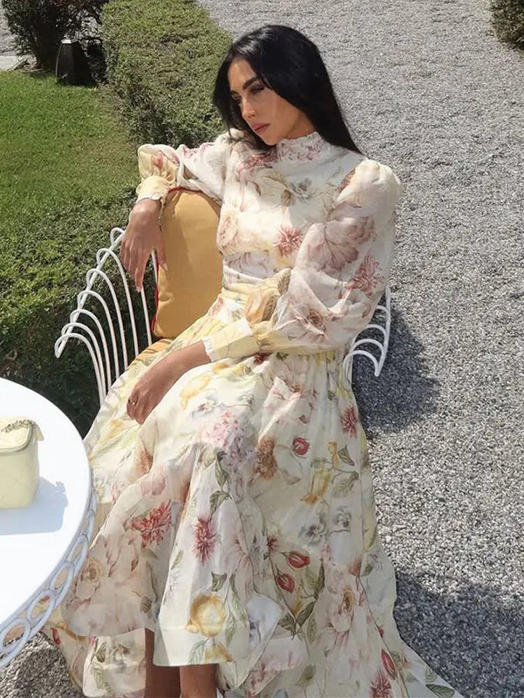 Women's Ruffle Top and Long Skirt 2-Piece Set