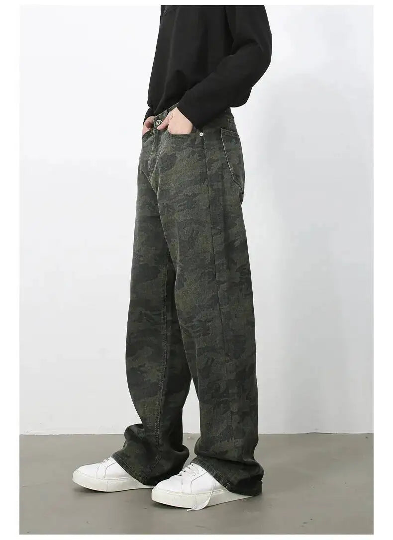 Men's Camouflage Wide Leg Denim Pants
