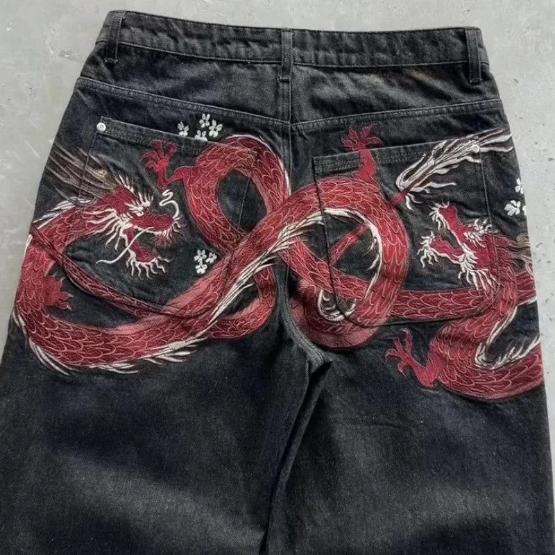 Y2K Baggy Embroidered Wide Leg Jeans