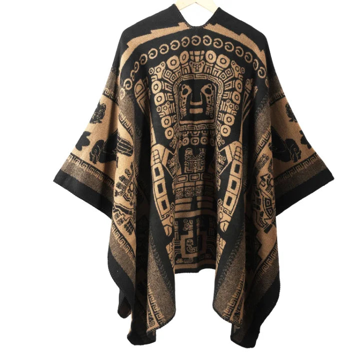 Poncho Vintage Trendy Split Front Men's Warmth Cloak Thickened Capelet New Arrival for Road Trips and Travel Cape
