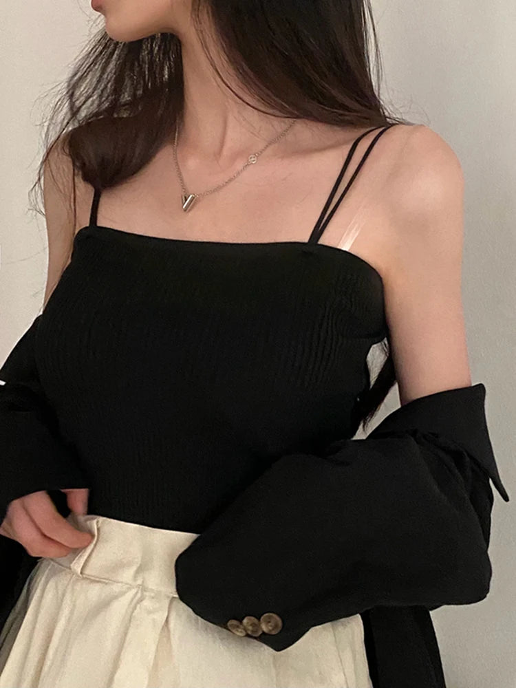 2026 Casual Women Halter Crop Tops Summer Sleeveless Camis Backless Strap Tank Top Slim Solid Short Female Tube Cropped Vest