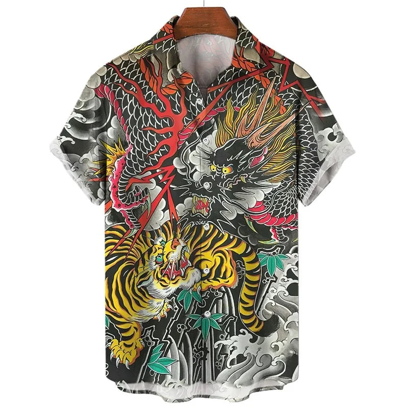 Men's 3D Tiger Dragon Hawaiian Shirt