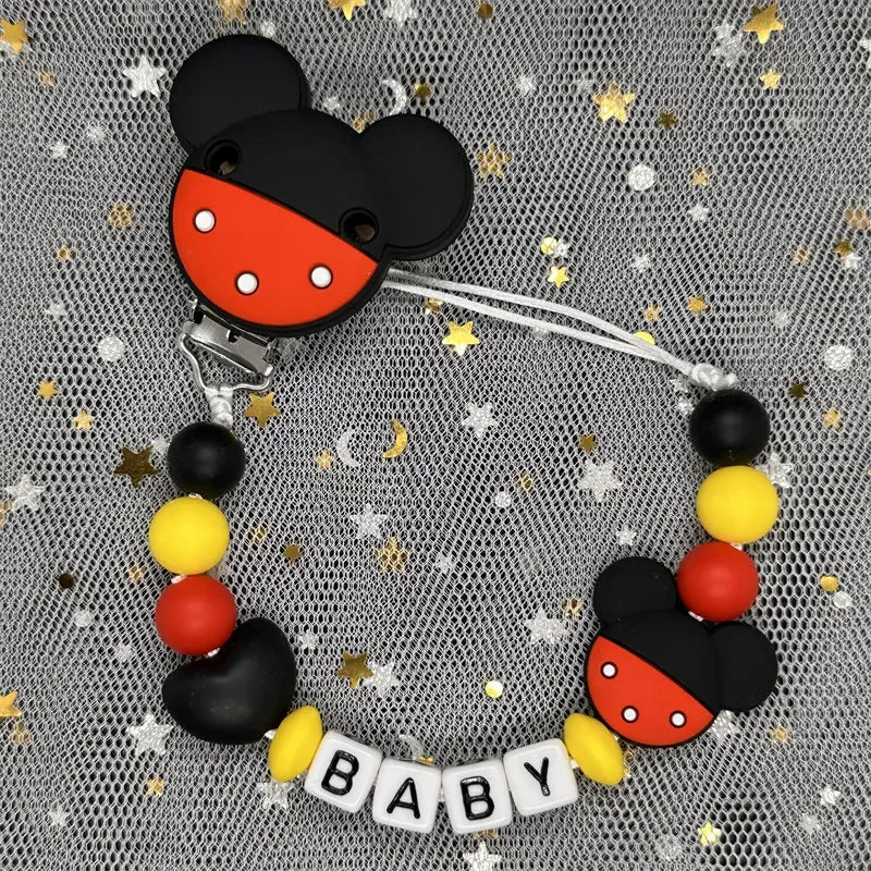 2026 Custom Name Baby Pacifier Clips Chain Silicone Beads Teether Toys Dummy Holder Russian English Name Pacifier Chain Newborn