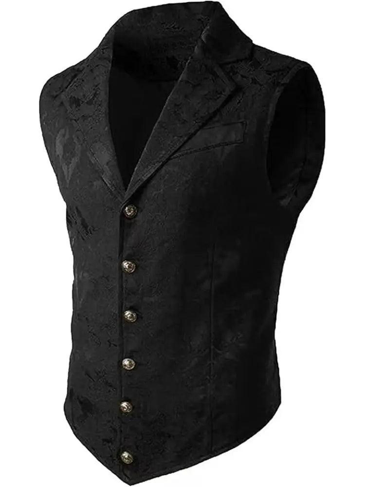 Men's Medieval Gothic Long Vest, Vintage Steampunk Victorian Costume Waistcoat, Halloween Cosplay Formal Jacket, Renaissance LAR