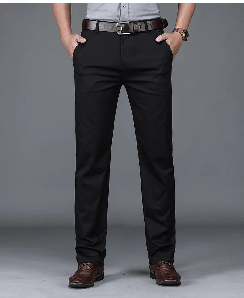 Men's Stretch Cotton Straight Leg Trousers