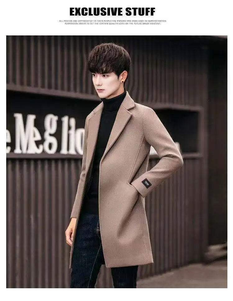 Men's Slim Fit Tweed Woolen Coat