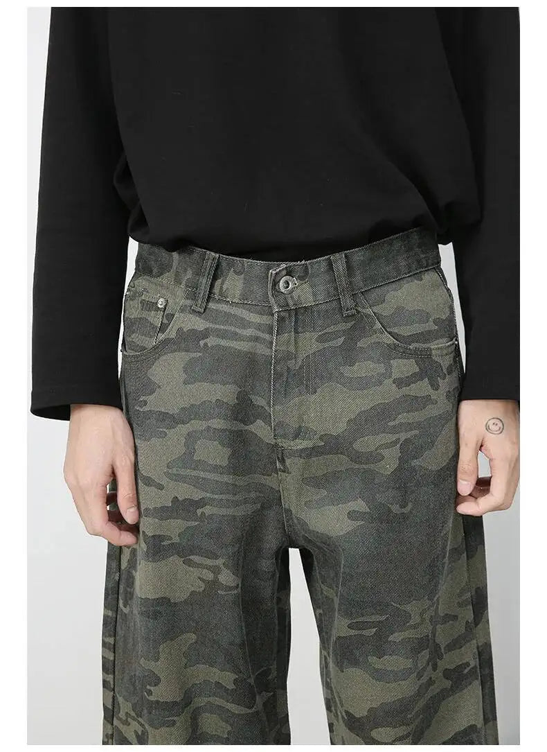 Men's Camouflage Wide Leg Denim Pants
