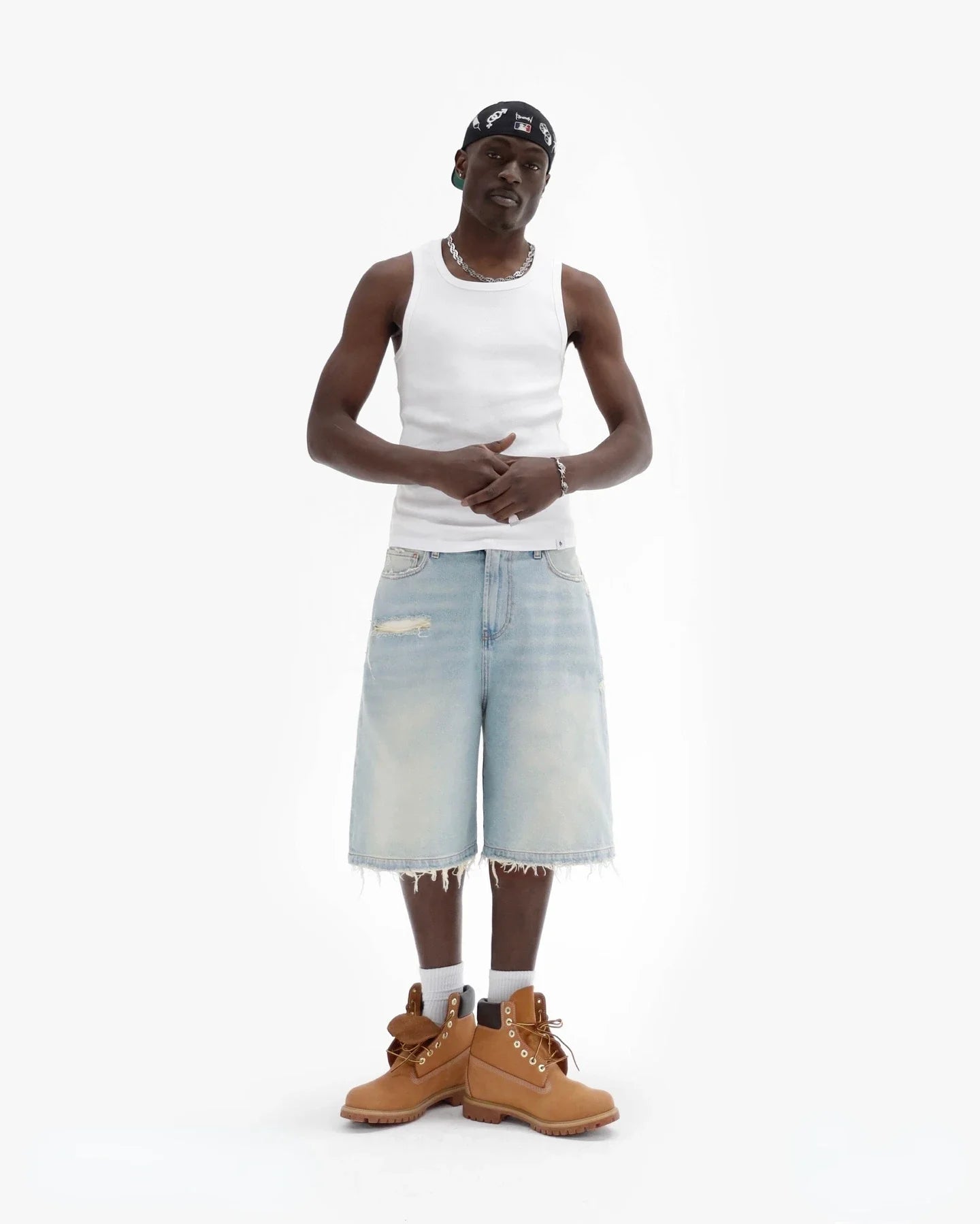 Y2K Ripped Baggy Denim Shorts